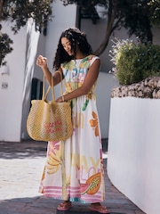 Multi Print Tie Side Midi Summer Dress - Image 2 of 4