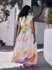 Multi Print Tie Side Midi Summer Dress - Image 3 of 4
