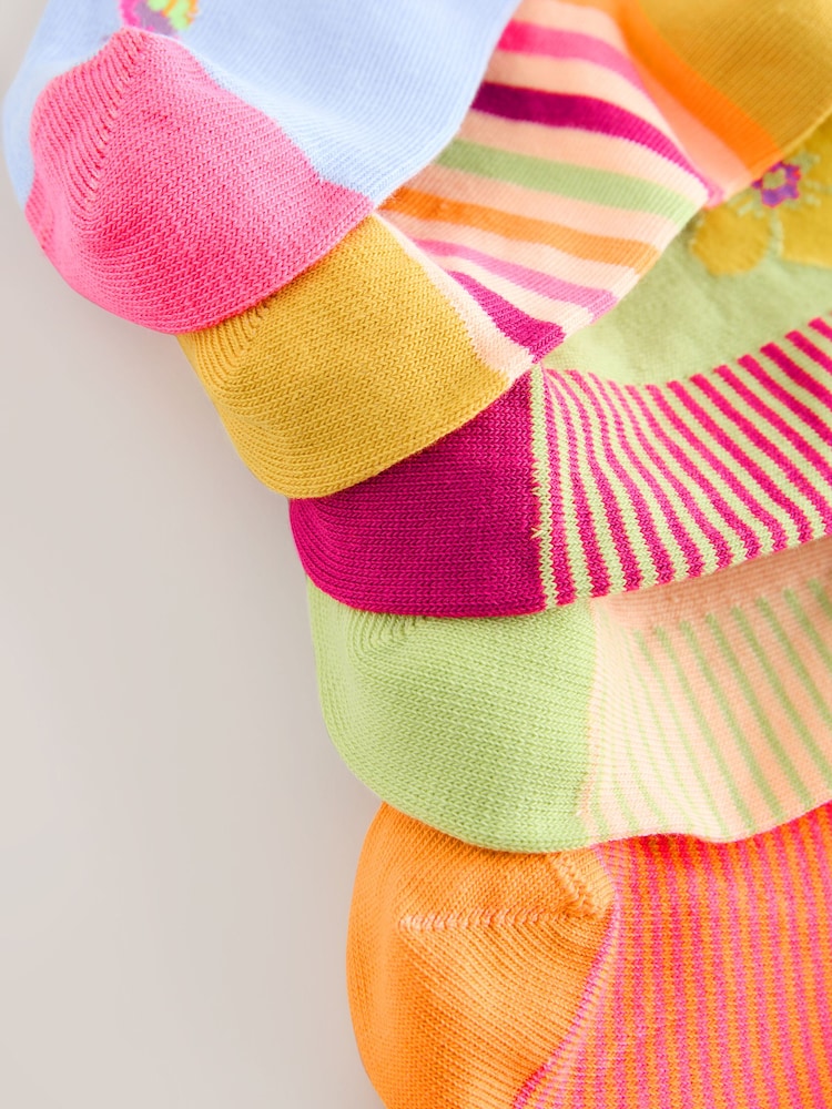 Multi Cotton Rich Parrot/ Flower Ankle Socks 5 Pack - Image 2 of 3