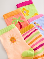 Multi Cotton Rich Parrot/ Flower Ankle Socks 5 Pack - Image 3 of 3