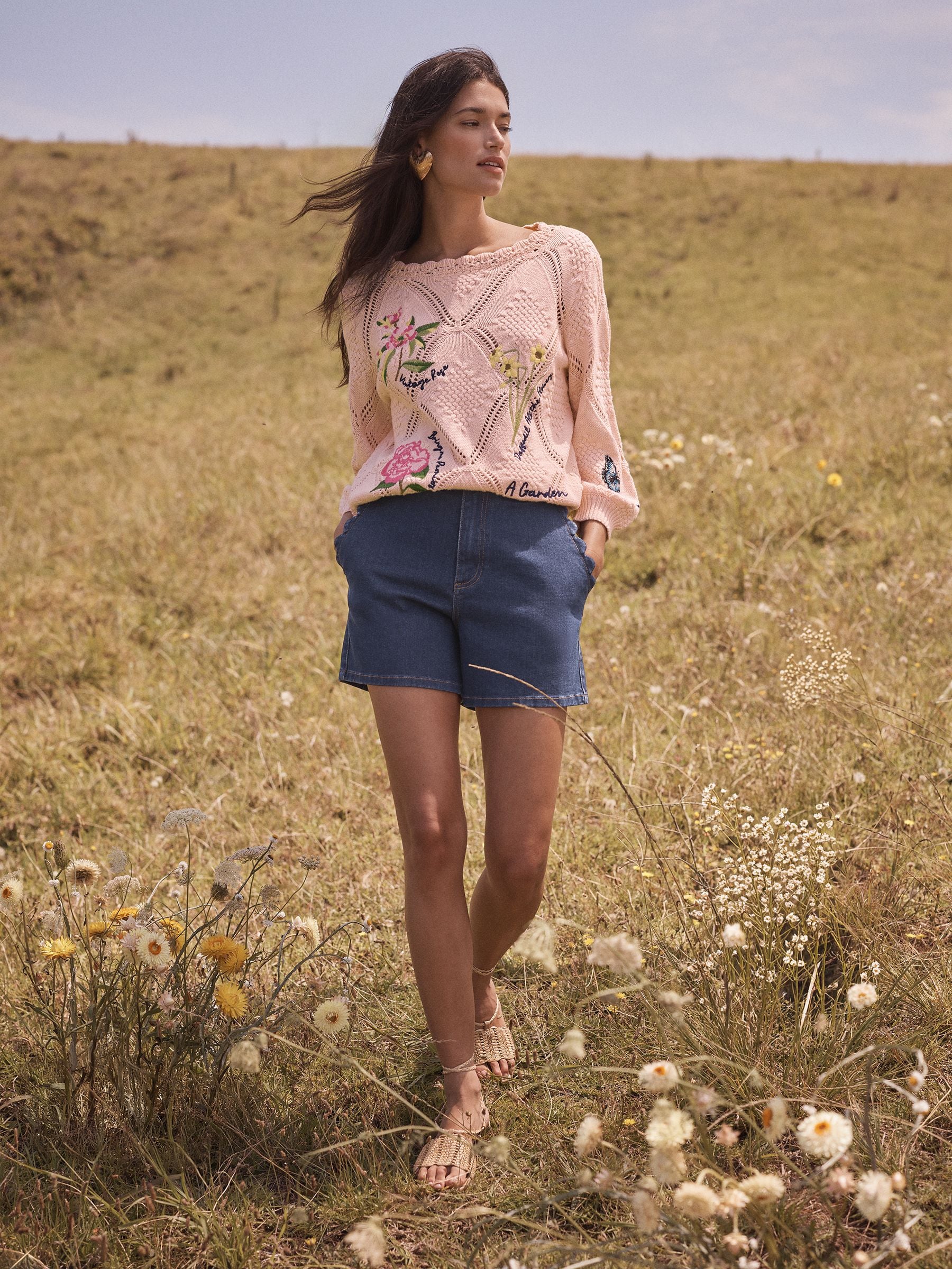 Buy Love & Roses x RHS Pink Cotton Rich Floral Embroidered Detail