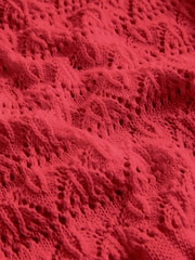 Rojo - Top de punto calado con cintura de lazo de algodón 100 % - Imagen 7 de 8