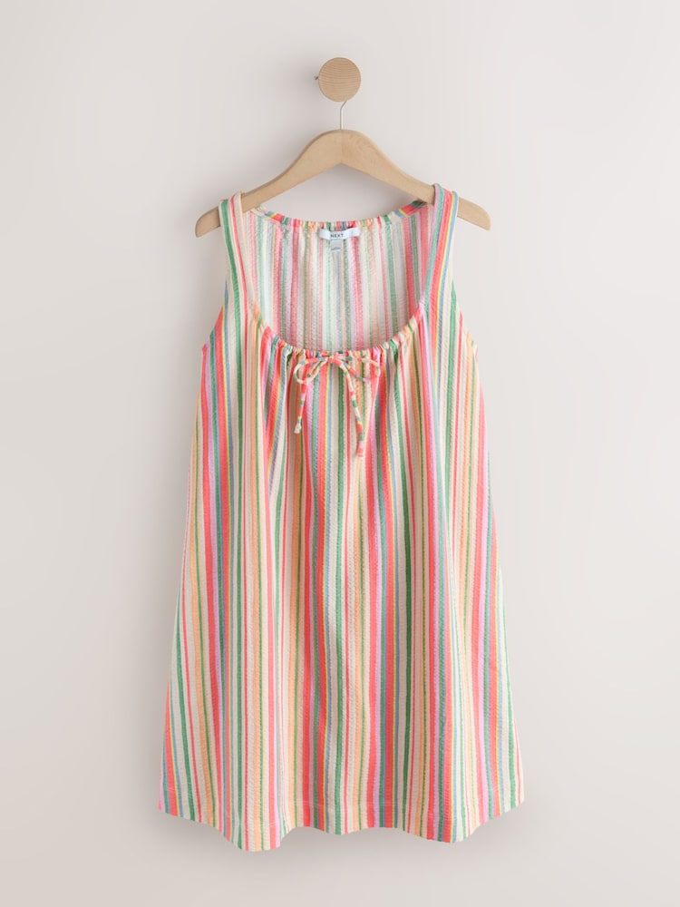 Pink Stripe Sleeveless Jersey Mini Summer Dress - Image 1 of 3