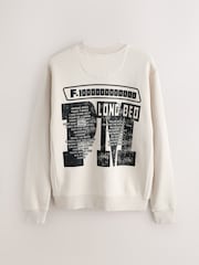 Ecru Neutral - Post Malone Graphic Licence Crew Sweatshirt - Larawan 7 ng 9