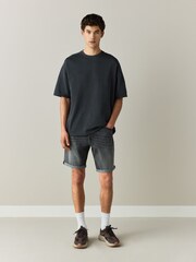 深灰色 - 直筒款 - Motion Flex牛仔短褲 - 圖片 2/5