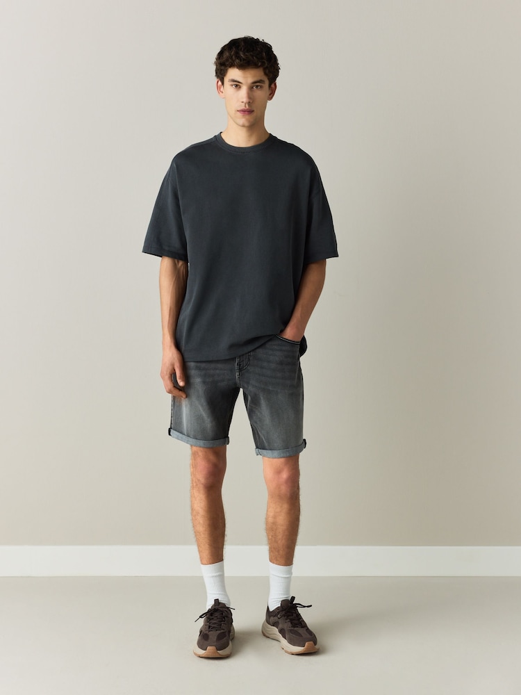 深灰色 - 直筒款 - Motion Flex牛仔短褲 - 圖片 2/5