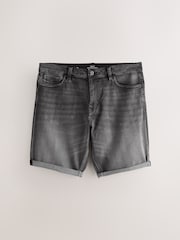 Dark Grey Straight Fit Motion Flex Denim Shorts - Image 6 of 10