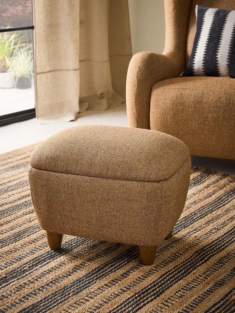 Chunky Marl Ochre Yellow Malmo Storage Footstool - Image 1 of 7