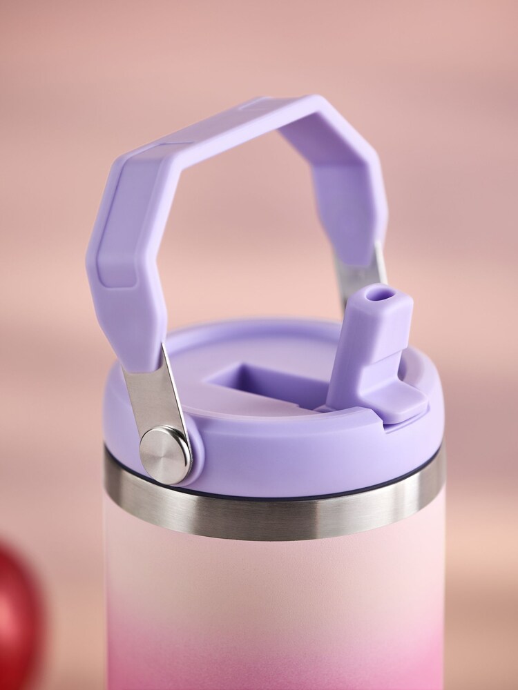 Pink Pastel Ombre 600ml Water Bottle With Handle - Image 2 of 3