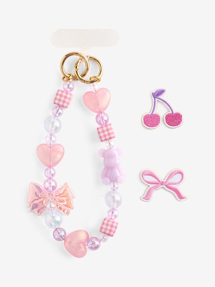 Pink Multiuse Accessory Pack with Phone Strap and Stickers - Image 1 of 5
