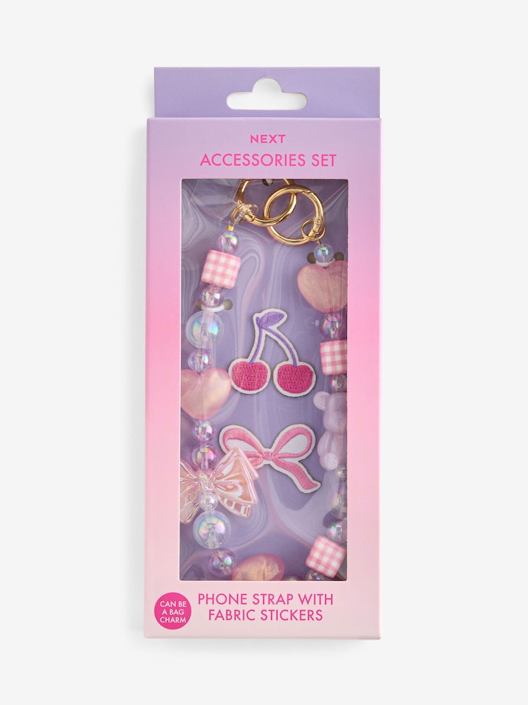 Pink Multiuse Accessory Pack with Phone Strap and Stickers - Image 2 of 5