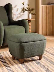 Casual Boucle Olive Green Arches Storage Footstool - Image 1 of 7