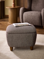 Dry Handle Boucle Chocolate Brown Arches Storage Footstool - Image 1 of 7