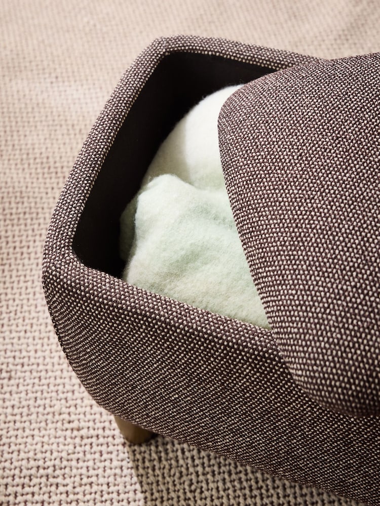Dry Handle Boucle Chocolate Brown Arches Storage Footstool - Image 2 of 7 Dry Handle Boucle Chocolate Brown Arches Storage Footstool - Image 2 of 7