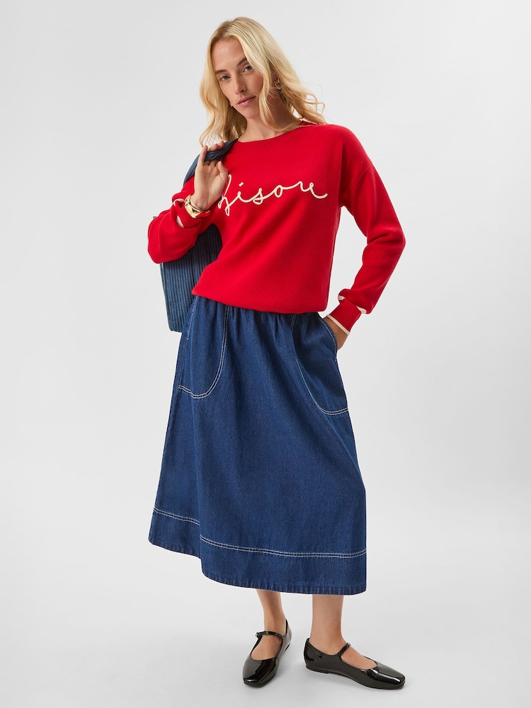 Accessorize Blue A-Line Denim Maxi Skirt - Image 1 of 5 Accessorize Blue A-Line Denim Maxi Skirt - Image 1 of 5
