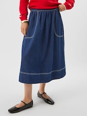 Accessorize Blue A-Line Denim Maxi Skirt - Image 2 of 5