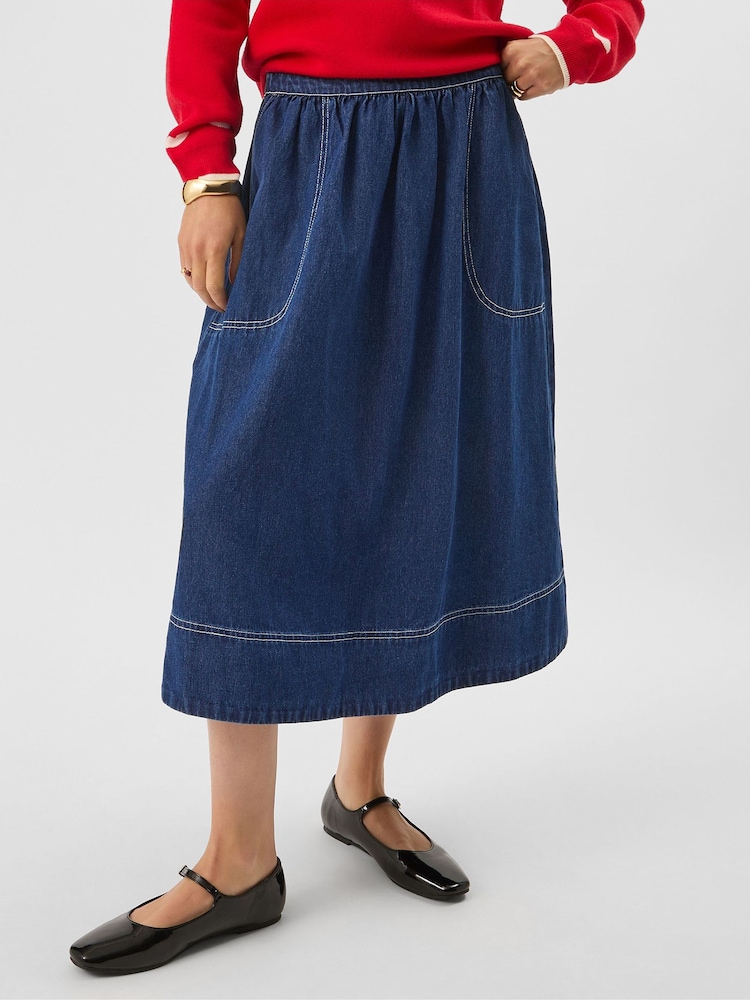 Accessorize Blue A-Line Denim Maxi Skirt - Image 2 of 5 Accessorize Blue A-Line Denim Maxi Skirt - Image 2 of 5