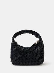 Accessorize Black Ruched Faux Leather Handbag - Image 1 of 2