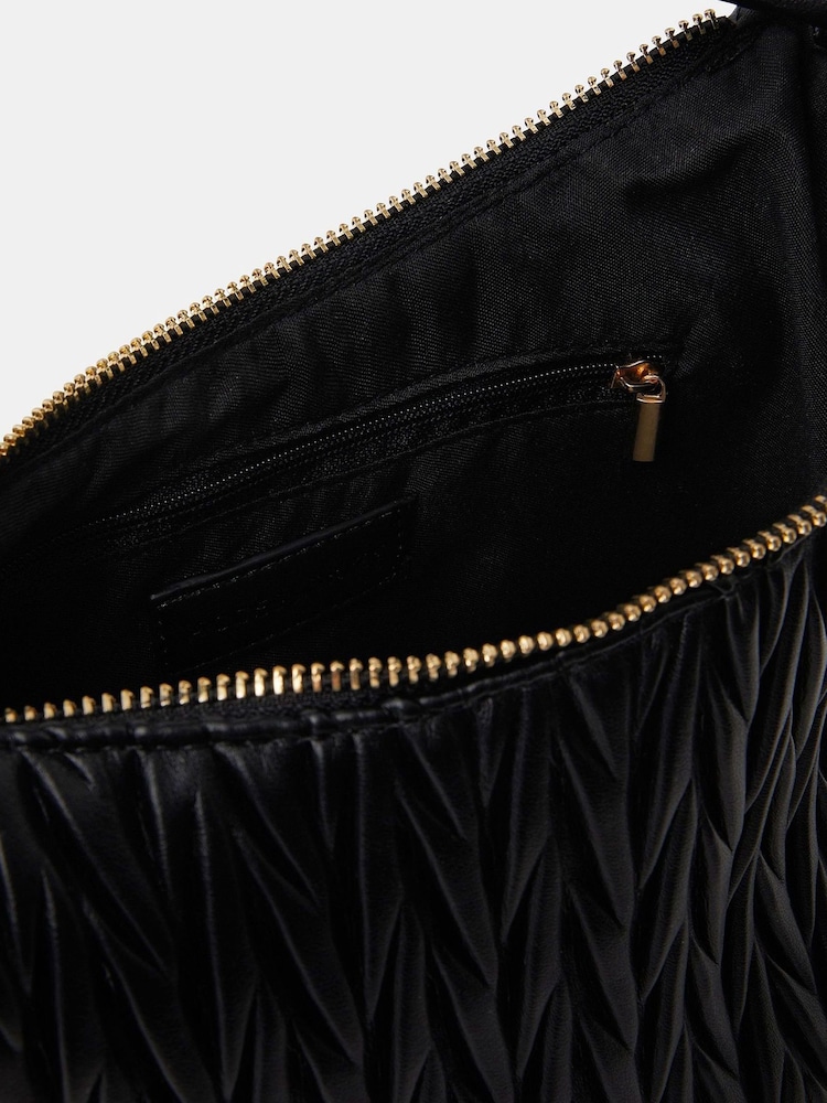 Accessorize Black Ruched Faux Leather Handbag - Image 2 of 2 Accessorize Black Ruched Faux Leather Handbag - Image 2 of 2