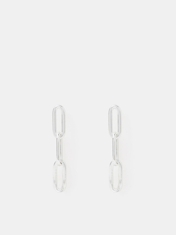 Accessorize Silver Tone Sterling Chain Drop Earrings - Image 2 of 2 Accessorize Silver Tone Sterling Chain Drop Earrings - Image 2 of 2