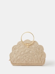 Accessorize Cream Crochet Scallop Ring Handle Bag - Image 1 of 2