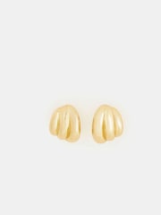 Accessorize Gold Tone 14ct Plated Ridge Curve Drop Earrings - Image 2 of 2