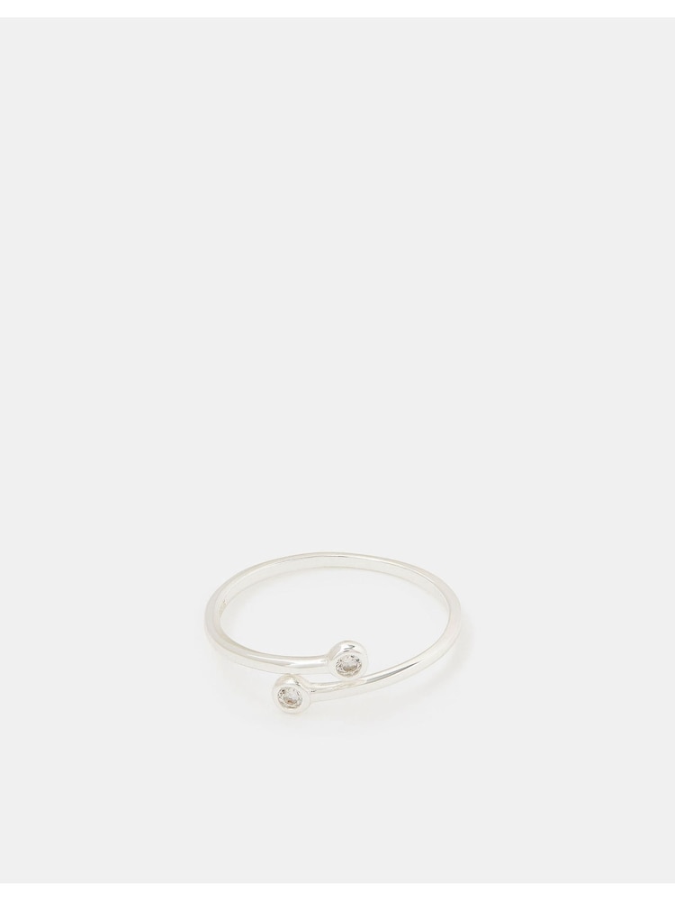 Accessorize Silver Sterling Diamante Adjustable Ring - Image 1 of 2 Accessorize Silver Sterling Diamante Adjustable Ring - Image 1 of 2