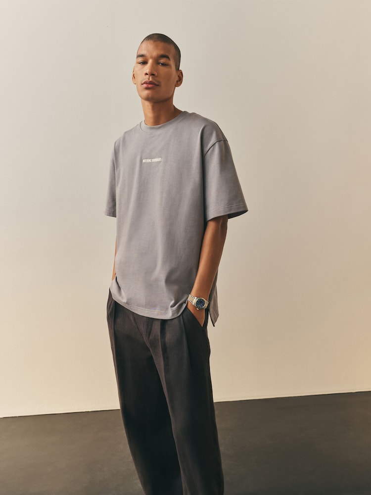 Nothing Ordinary Grey Master Font Relaxed Fit Graphic Heavyweight T-Shirt - Image 2 of 6