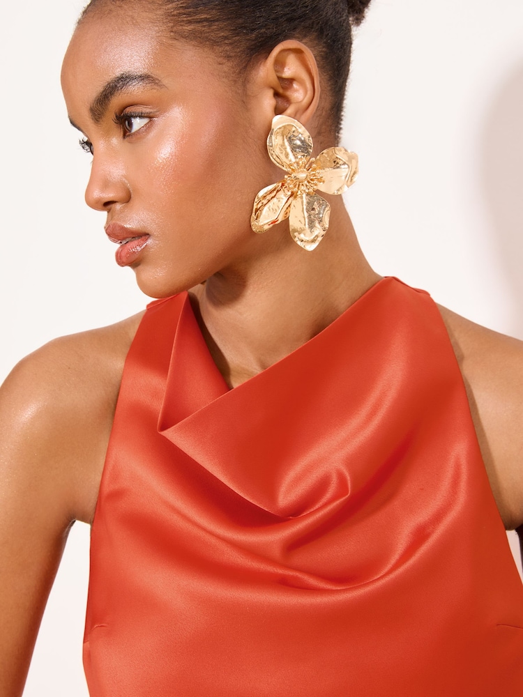 Lipsy Red Pink Lace Asymmetric Halter Top - Image 2 of 6