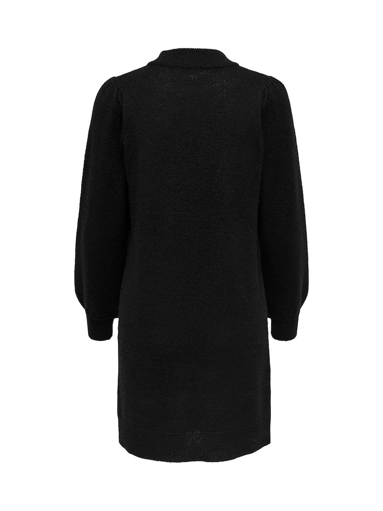 JDY Black High Neck Knitted Long Sleeve Short Dress - Image 6 of 6