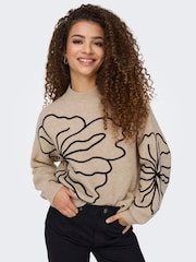 JDY Natural Flower Knitted Long Sleeve Jumper - Image 1 of 8