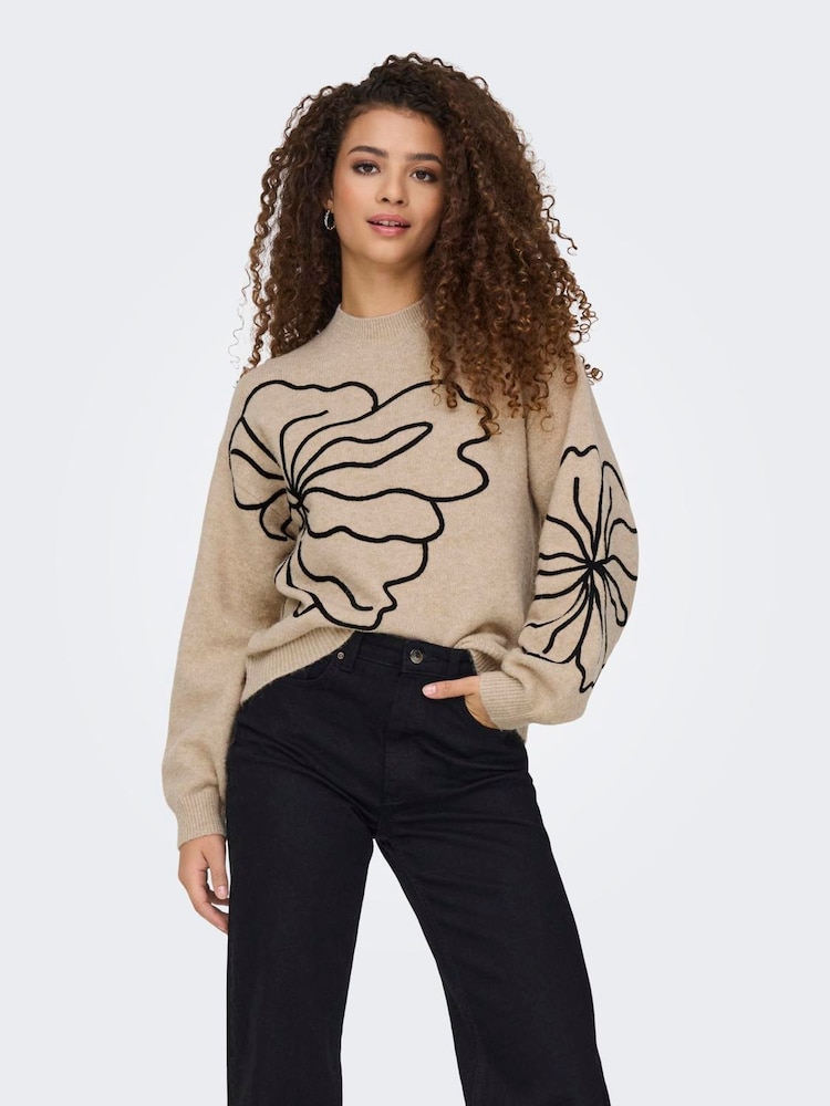 JDY Natural Flower Knitted Long Sleeve Jumper - Image 2 of 8 JDY Natural Flower Knitted Long Sleeve Jumper - Image 2 of 8