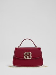LK Bennett Red Annabelle Burgundy Patent Crossbody Bag - Image 1 of 3
