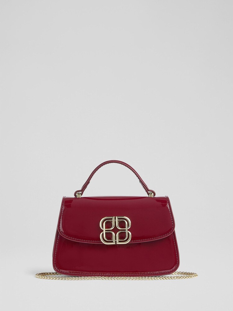 LK Bennett Red Annabelle Burgundy Patent Crossbody Bag - Image 1 of 3 LK Bennett Red Annabelle Burgundy Patent Crossbody Bag - Image 1 of 3