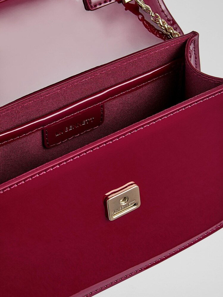 LK Bennett Red Annabelle Burgundy Patent Crossbody Bag - Image 3 of 3