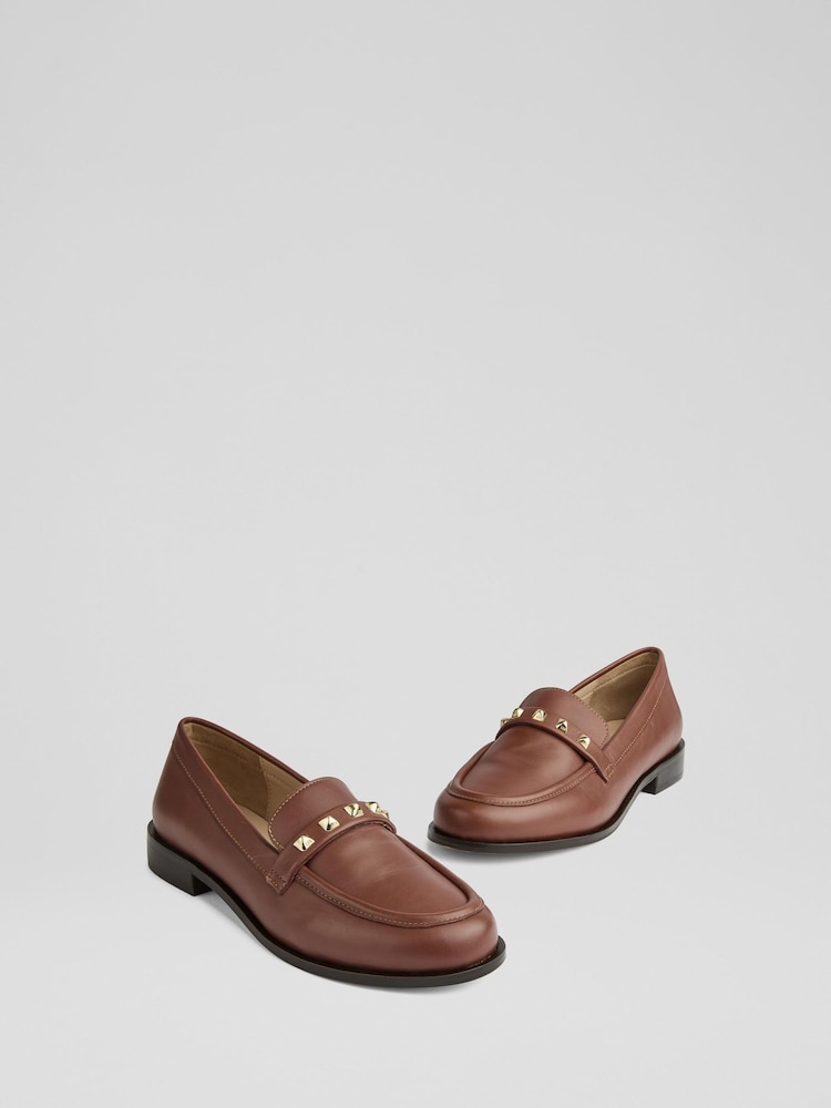 LK Bennett Brown Stellar Leather Loafers - Image 2 of 4
