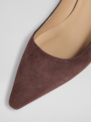 LK Bennett Brown Signature Brown Suede Heel Courts - Image 4 of 4