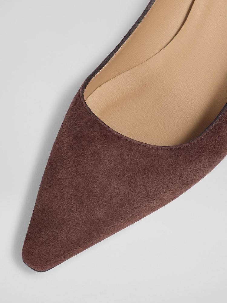 LK Bennett Brown Signature Brown Suede Heel Courts - Image 4 of 4