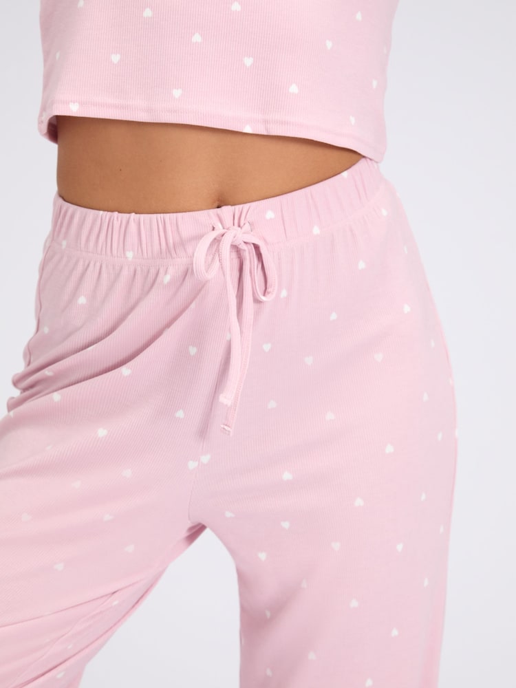 Boux Avenue Pink Heart Rib Modal Pyjama Trousers - Image 4 of 4 Boux Avenue Pink Heart Rib Modal Pyjama Trousers - Image 4 of 4