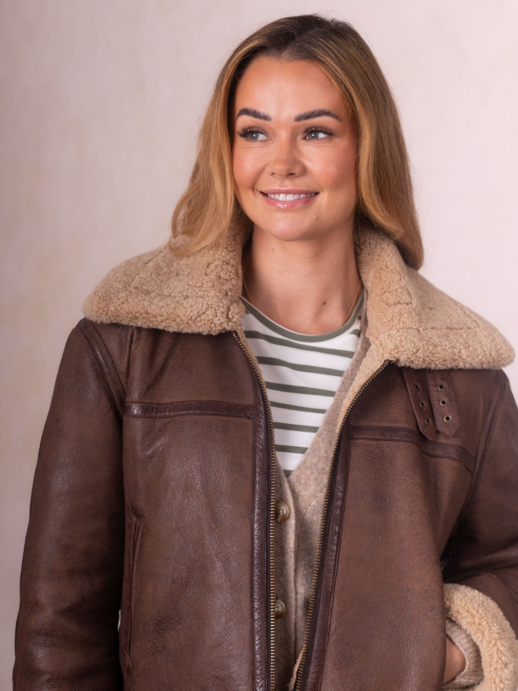 Buy Lakeland Leather Brown Aviator Jacket from the Next UK online shop