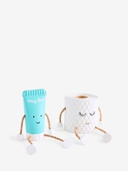 Set of 2 Natural Toothpaste and Toilet Roll Bathroom Ornament - Image 3 of 3