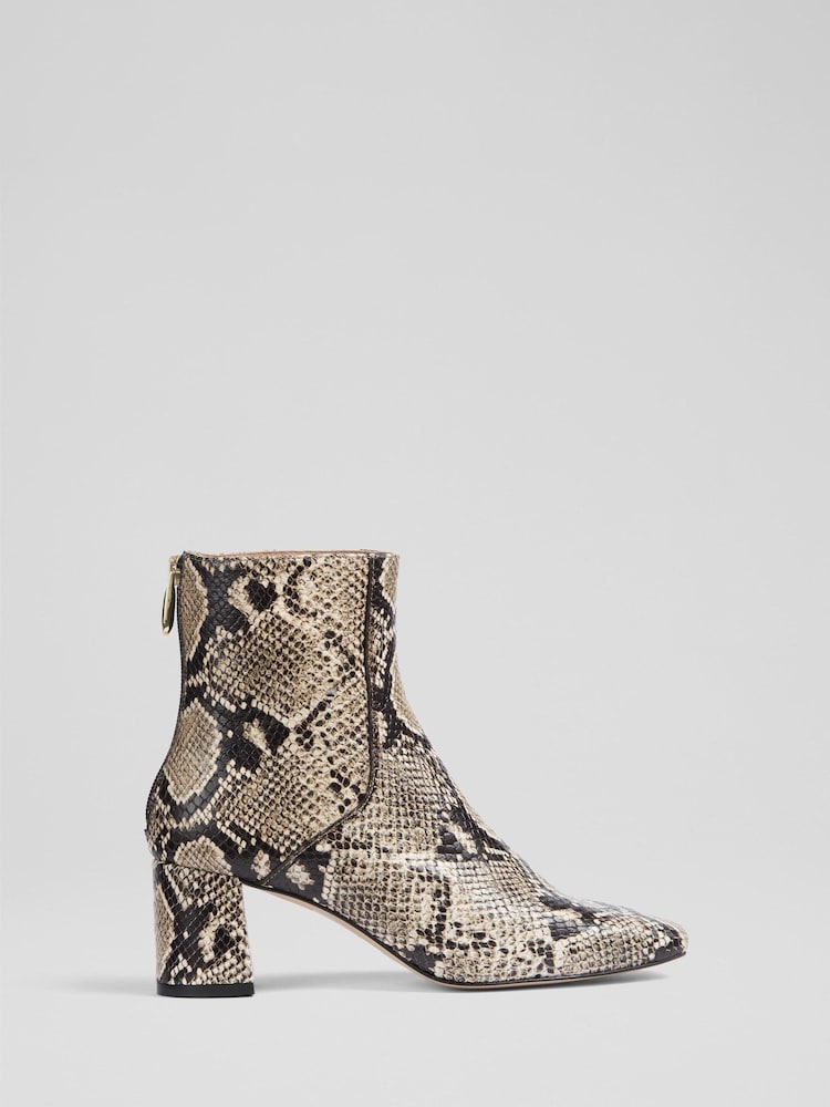 LK Bennett Black Nadira Snake Effect  Ankle Boots - Image 1 of 4