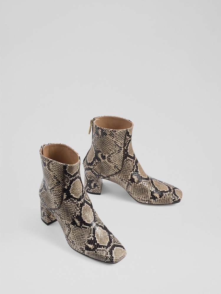 LK Bennett Black Nadira Snake Effect  Ankle Boots - Image 2 of 4