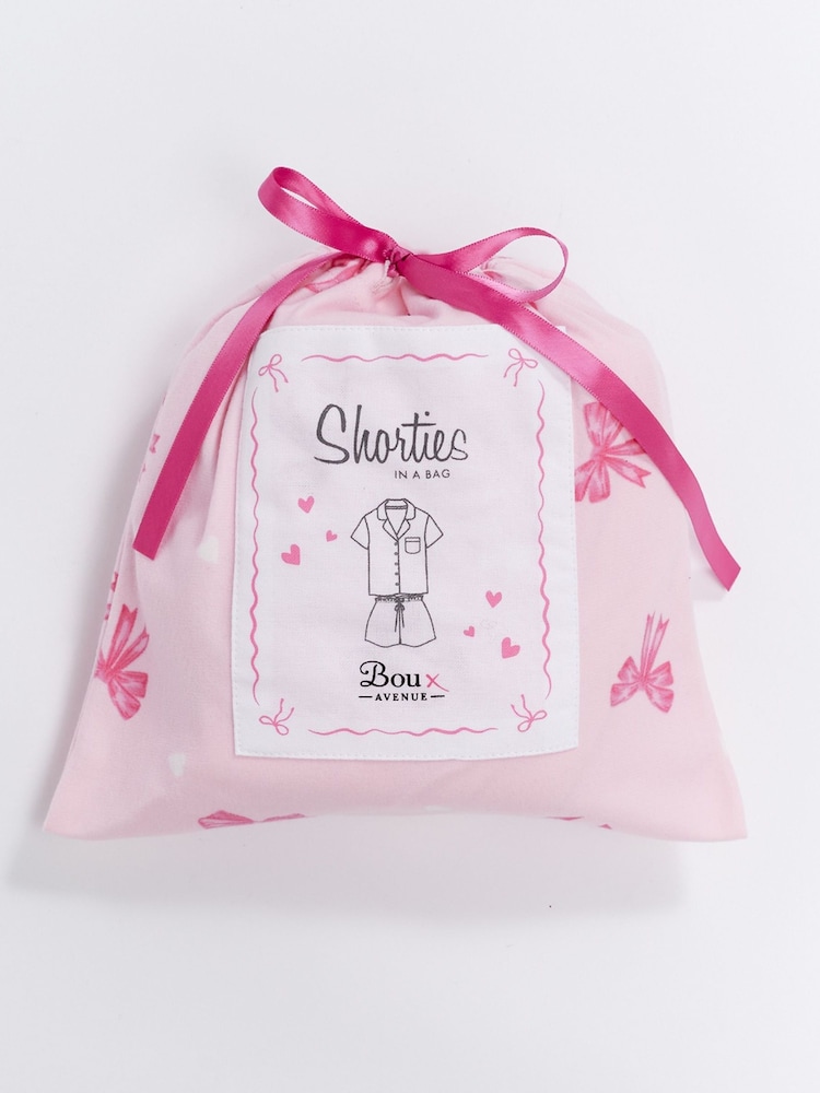 Boux Avenue Pink Bow & Heart Print Short Pyjamas In a Bag - Image 12 of 12