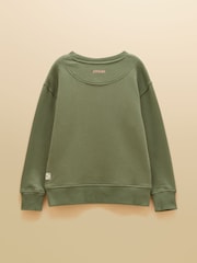 Joules Kids' Sundaze Khaki Green Slogan Crew Neck Sweatshirt - Image 2 of 4