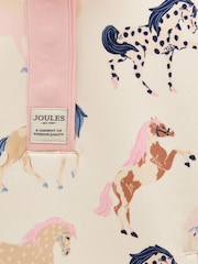 Joules Girls' Burnham Cream Horse Print Funnel Neck Sweatshirt - Image 3 of 6