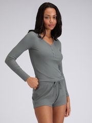 Boux Avenue Green Rib Modal Henley Pyjama Top - Image 1 of 1