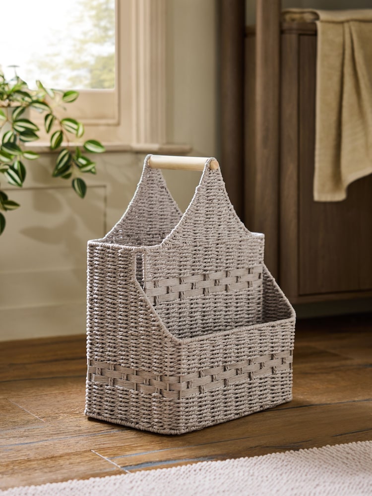 Grey Woven Multifunctional Toilet Roll Holder - Image 2 of 4 Grey Woven Multifunctional Toilet Roll Holder - Image 2 of 4