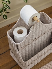 Grey Woven Multifunctional Toilet Roll Holder - Image 3 of 4