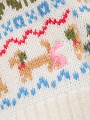 Joules Girls' Ivy Beige Woodland Fair Isle Jumper - Image 4 of 4